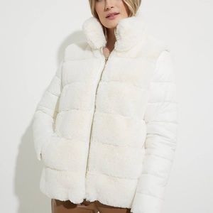 Joseph Ribkoff white faux fur jacket